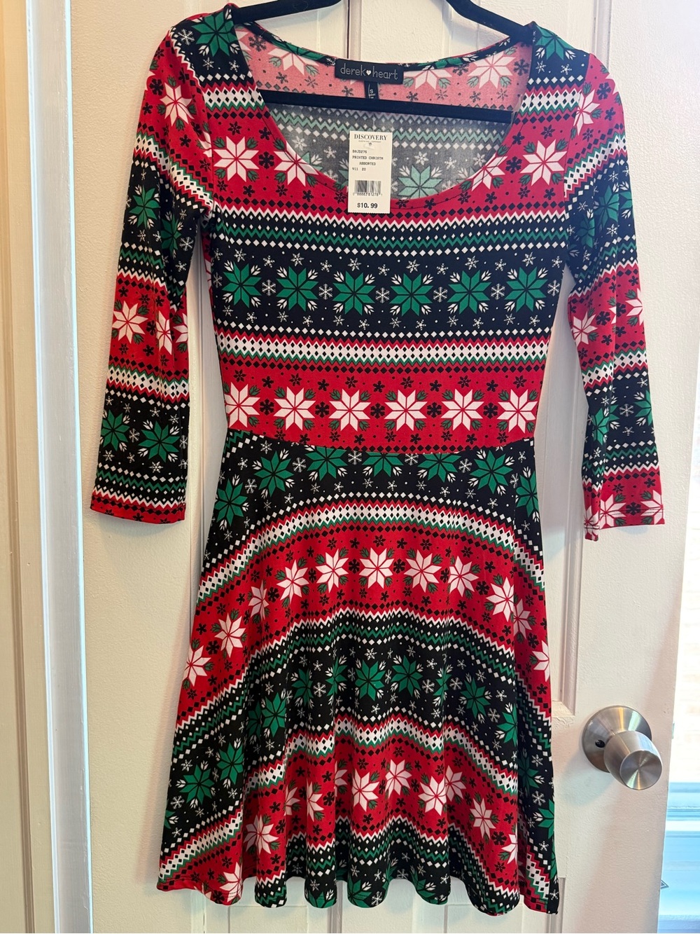 Derek Heart Red, Green & Black Holiday Fit-and-Flare Dress